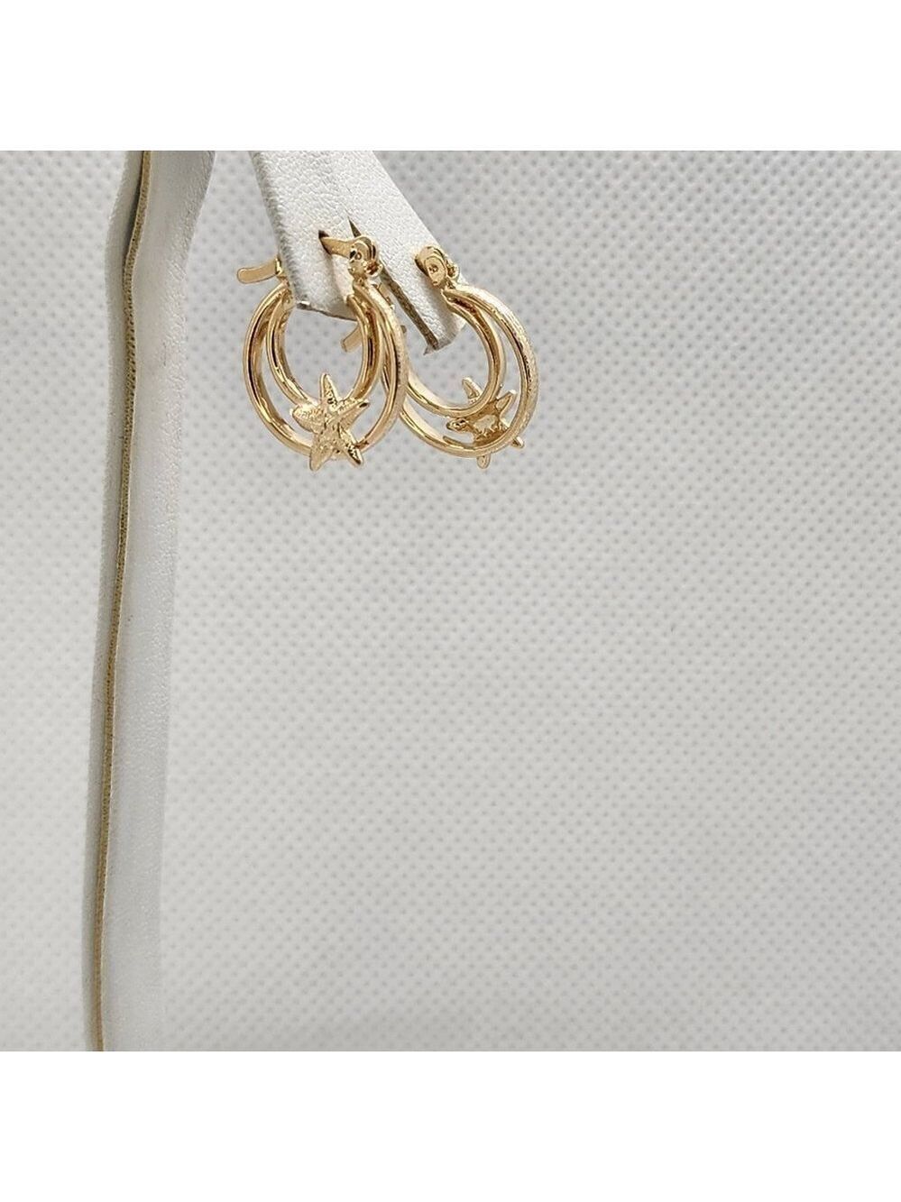 Brand New Brazilian 18k Gold Filled Starfish Hoop Earrings